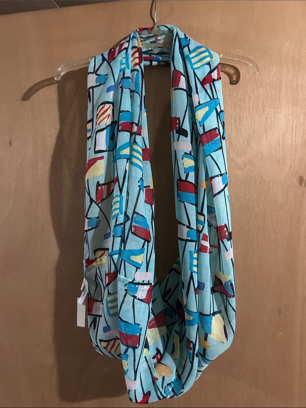 NWT Talbots Light Blue Patterned Infinity Scarf